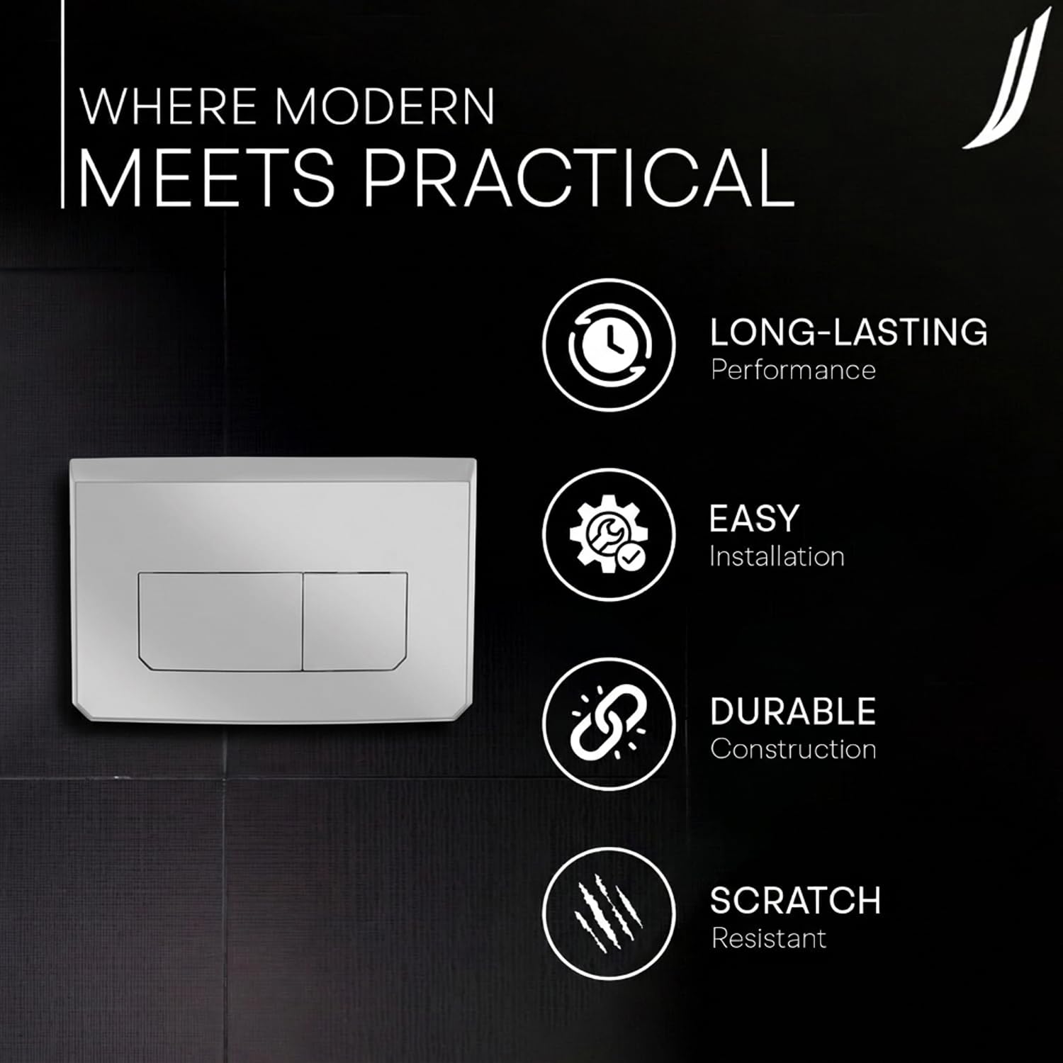 Jaquar Continental Prime Cistern Control Flush Plate – Sleek & Durable Dual Flush Button for Modern Bathrooms, Sliver, Chrome Finish 4