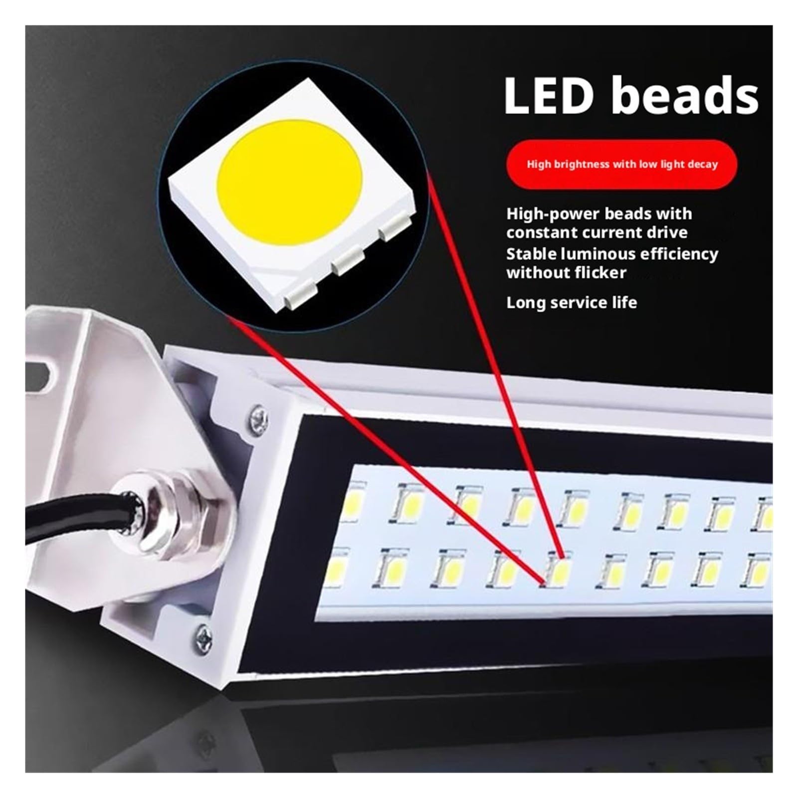 Światło Robocze LED Do Obrabiarek, Białe Źródło IP66 22-53cm