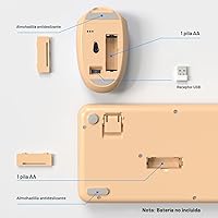 Vista 6 de MOFII Combo de teclado y mouse inalámbricos, teclado retro de tamaño completo de 2.4 GHz con teclado numérico y mouse inalámbrico bonito