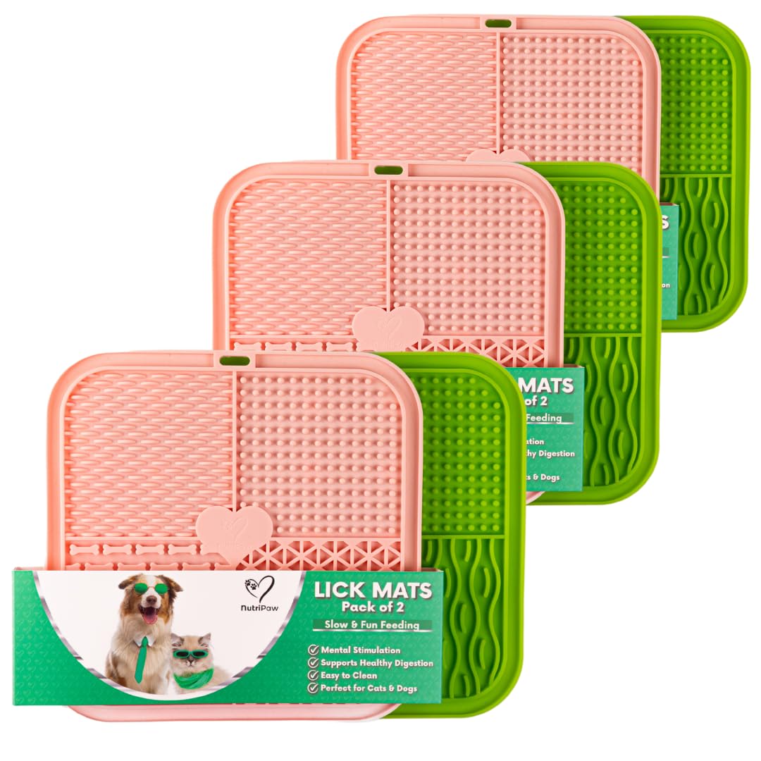 NutriPaw Lick Mat for Dogs | Calming Slow Feeder for Anxiety, Boredom & Digestion | BPA-Free, Dishwasher Safe | For Treats, Wet Food & Supplements (6 Pack)