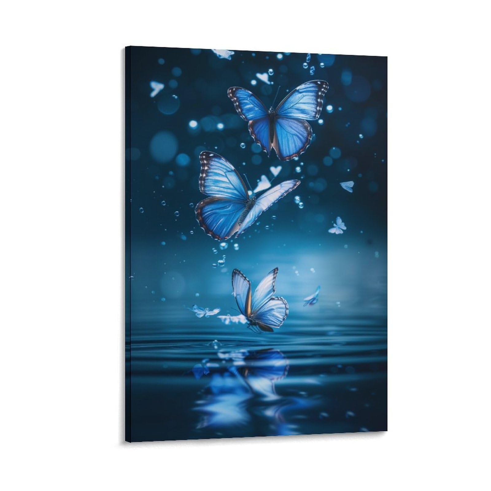 DHBANEIOK Blue Butterfly Canvas Print Colourful Wall Art -Modern Room Bedroom Piece Home Decor Interior Design 16x24inch(40x60cm)