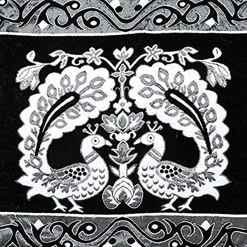 Image of Fridge Cover for Top, Polyester 3-Layered Freeze Cover for Top, Refrigerator Cover With 6 Utility Pockets and Peacock Design (Black, 39x21 In)