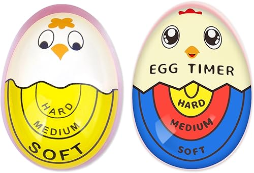 Lasubst Temporizador de huevos que va en agua para hervir huevos, suave y duro, amarillo + color