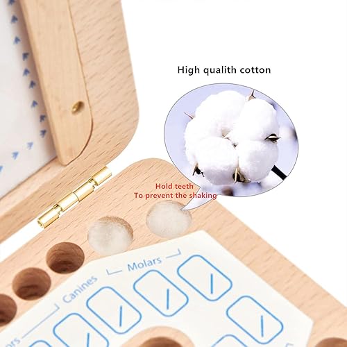 Miniatura 4 de Caja de dientes de hada de bebé, cajas de dientes de madera maciza, caja de almacenamiento de dientes, caja de ahorro para niños con dientes