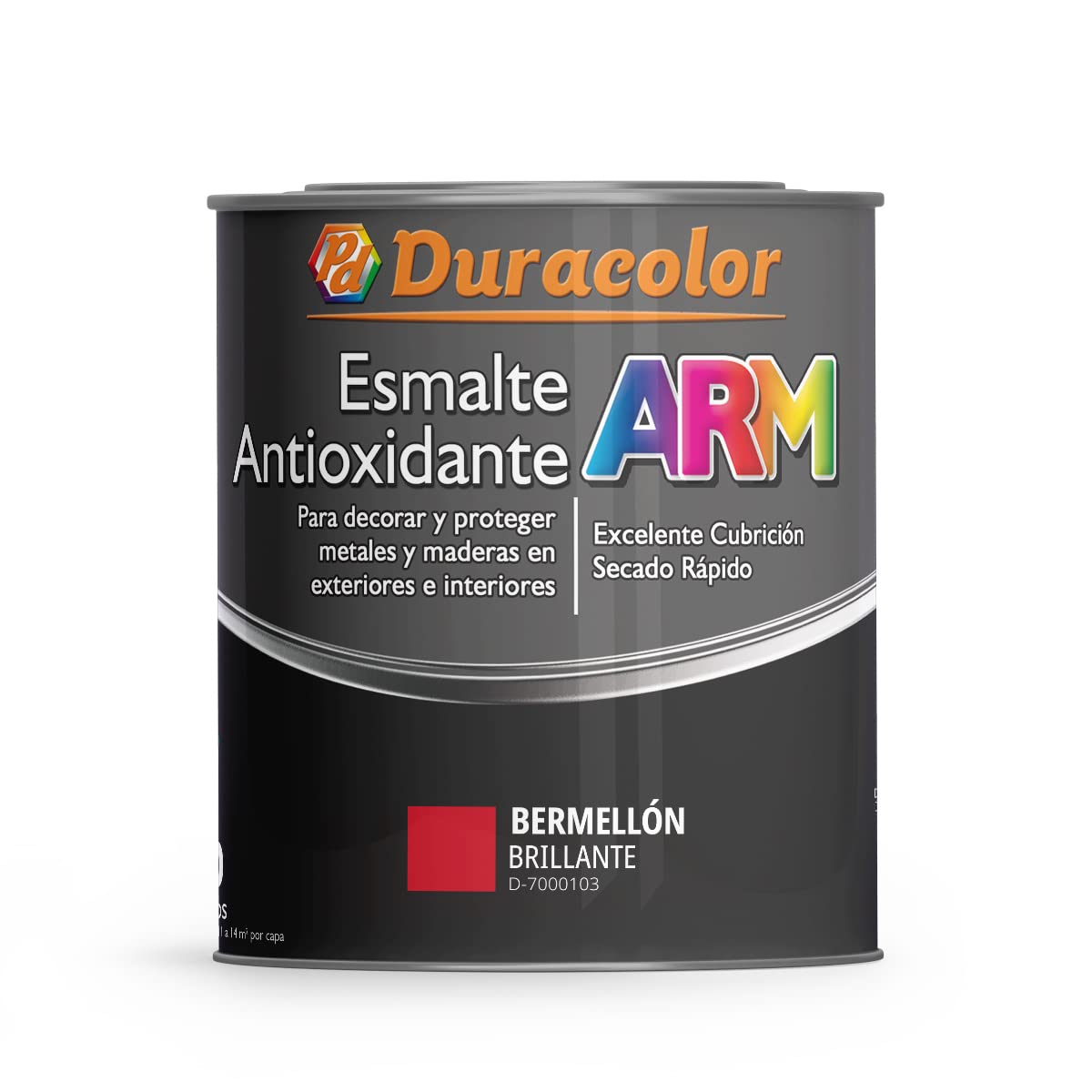 Esmalte Antioxidante ARM - Color Bermellón - 4 Litros - Superficie Exterior e Interior - Acabado Brillante y de Rápido Secado - Excelente Dureza y Resistencia - Duracolor