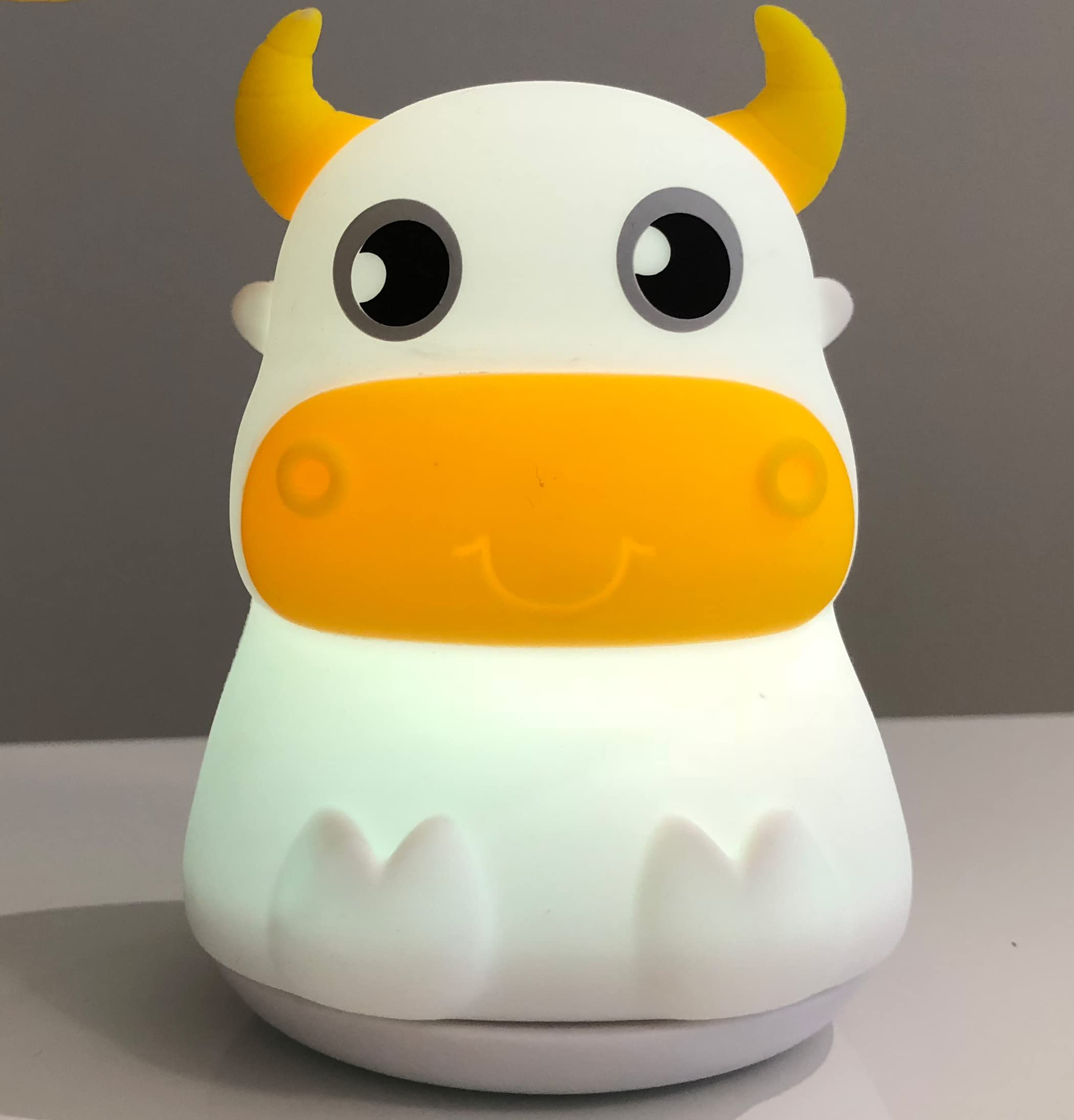 Linda lámpara nocturna para niños, luz nocturna para dormitorio de niños, bebé, batería de silicona portátil, luz nocturna LED para guardería (vaca)