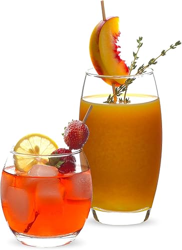 LAV Juego de 12 vasos de vidrio transparente y vasos altos, juego completo de cristalería para beber