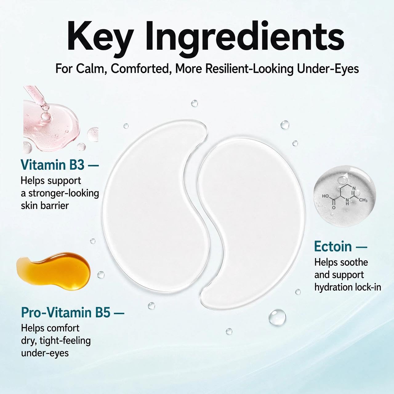 Shield Energy Soothing Under Eye Patches (28 Pairs) - Vitamin B3, Vitamin B5 & Ectoin Hydrogel Eye Mask for Sensitive Skin & Redness - Barrier Repair, Deep Hydration for Dry Tired Eyes