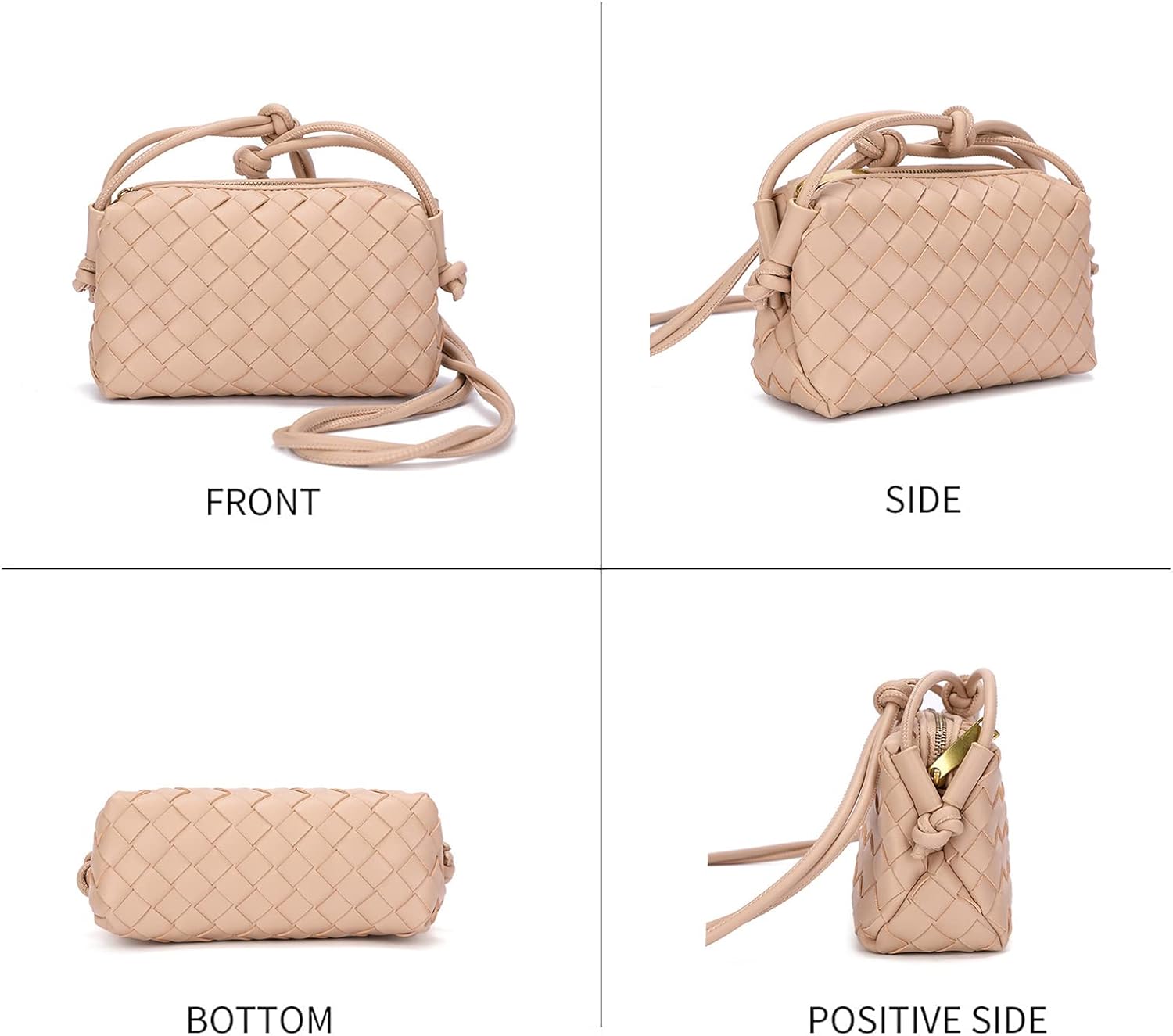 Woven Crossbody Bags For Women Fashion LeatherSmall Handmade Purse Clutch Shoulderbag Handbag - Image 2