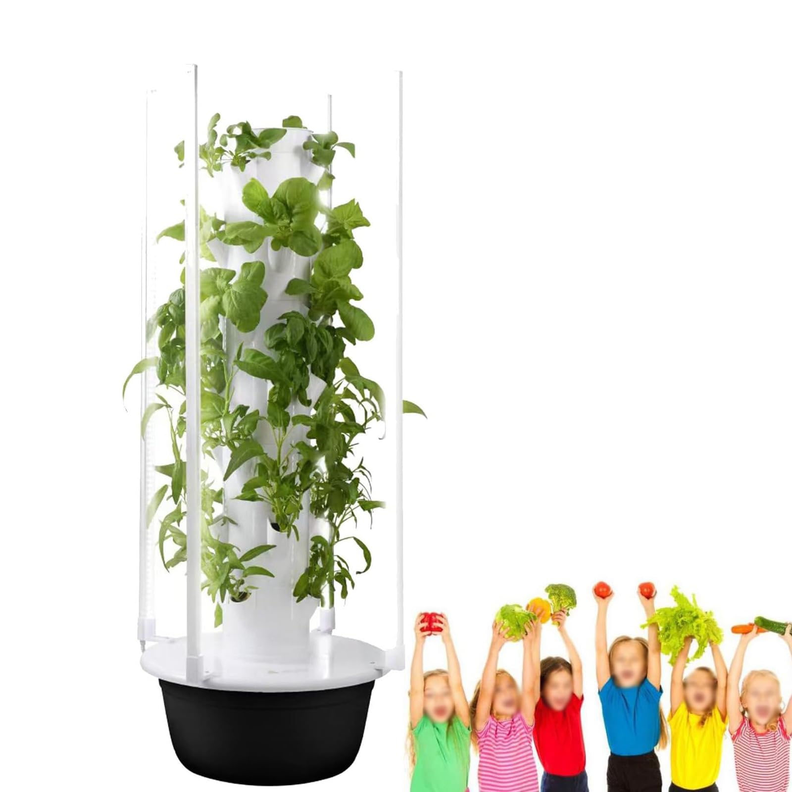 Kit Cultivo HidropóNico, 20/28/36 CáPsulas Huerto Vertical Hierbas para Interior con Luz Led Y Temporizador AutomáTico, Torre Cultivo Vertical con Autorriego para Exterior Hogar,9 Layers,Black
