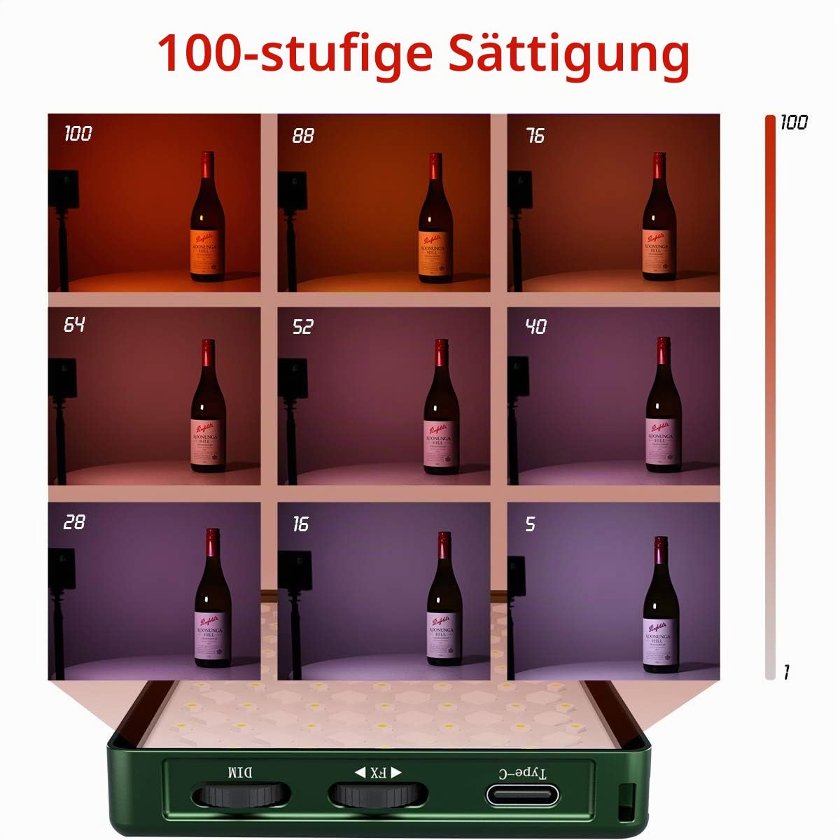 LED Videoleuchte RGB, LED Videolicht Aluminium USB Wiederaufladbarem LED Video Licht mit 4400 mAh Akku 2500K-8500K Dimmbare RGB Licht Fotografie für DSLR Kamera YouTube Videofotografie,CRI97+