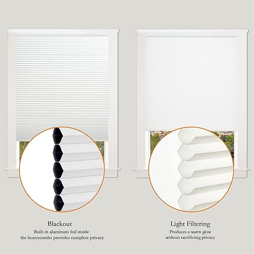 Miniatura 5 de Persilux Persianas celulares 100 % opacas sin cordones, persianas de panal de abeja, impermeables, con aislamiento térmico, para el hogar, ventanas