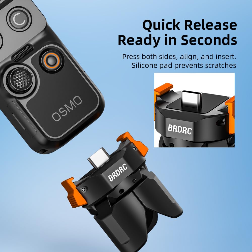 Soporte magnético para trípode la cámara para dji Pocket 4 Pro/4/3. Mini trípode de sobremesa de Aluminio Compatible con Carga rápida y Transferencia de Datos, con Apertura y Cierre automáticos.