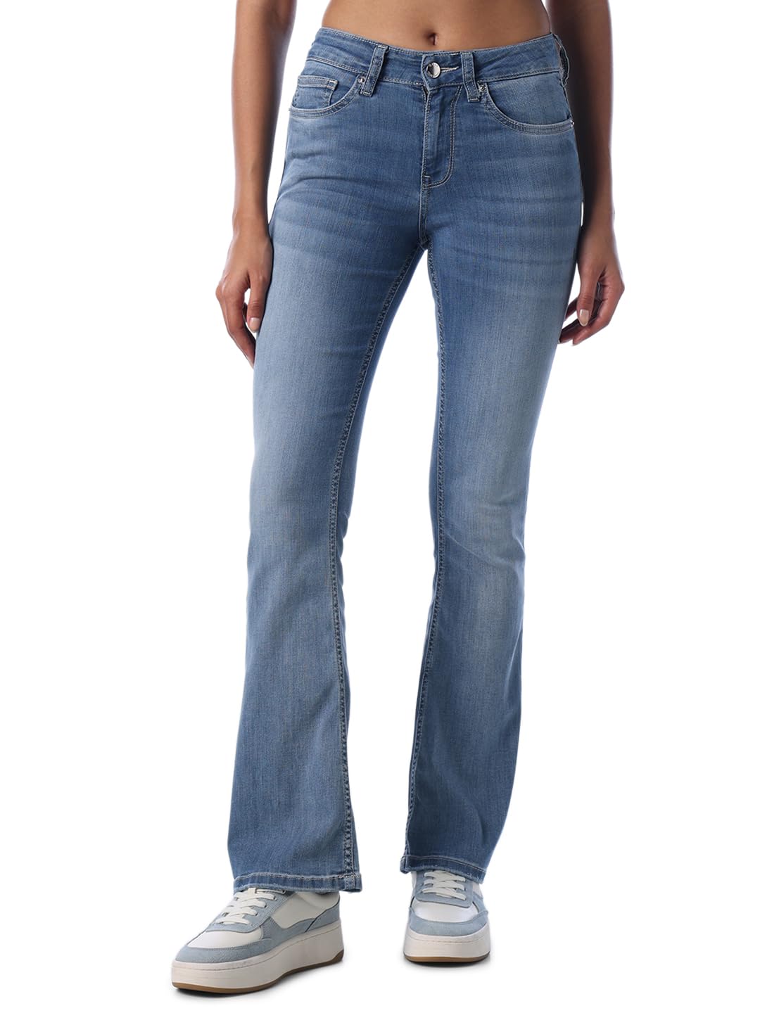Women's Solid Straight Fit High-Rise Blue Jeans-image-10