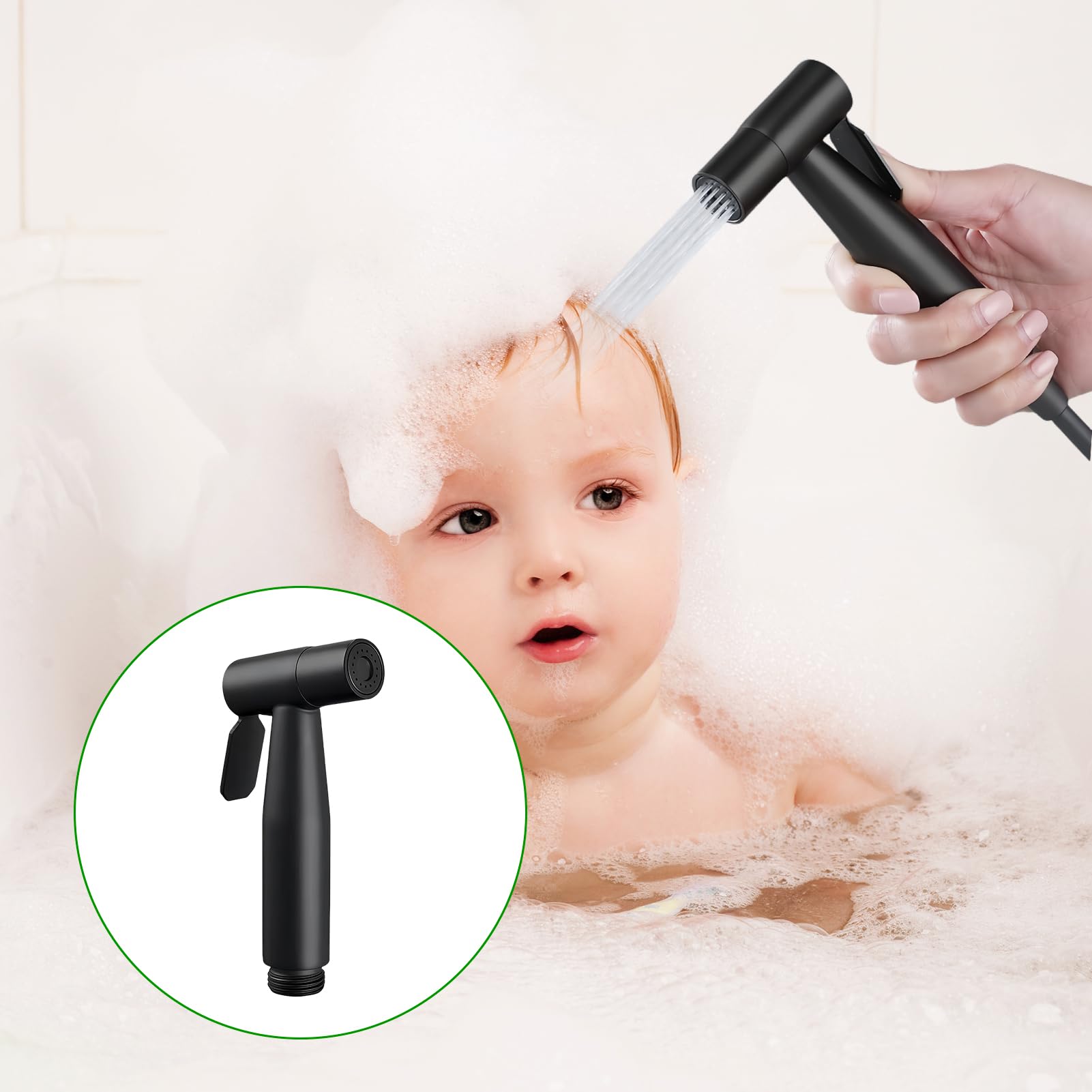 Bidé Handbrause acero inoxidable, G1/2 WC cabeza de ducha, ahorro de agua, higiene personal, negro