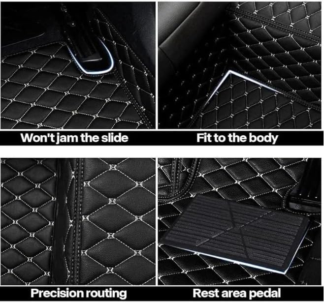 Image of CAPEDELL 7D Premium Car Floor Mat Compatible with Mahindra 7XO ||Luxury Leather Double Layered Mat||Set of 4pcs||Waterproof and Washable||Colour:-Beige with Golden