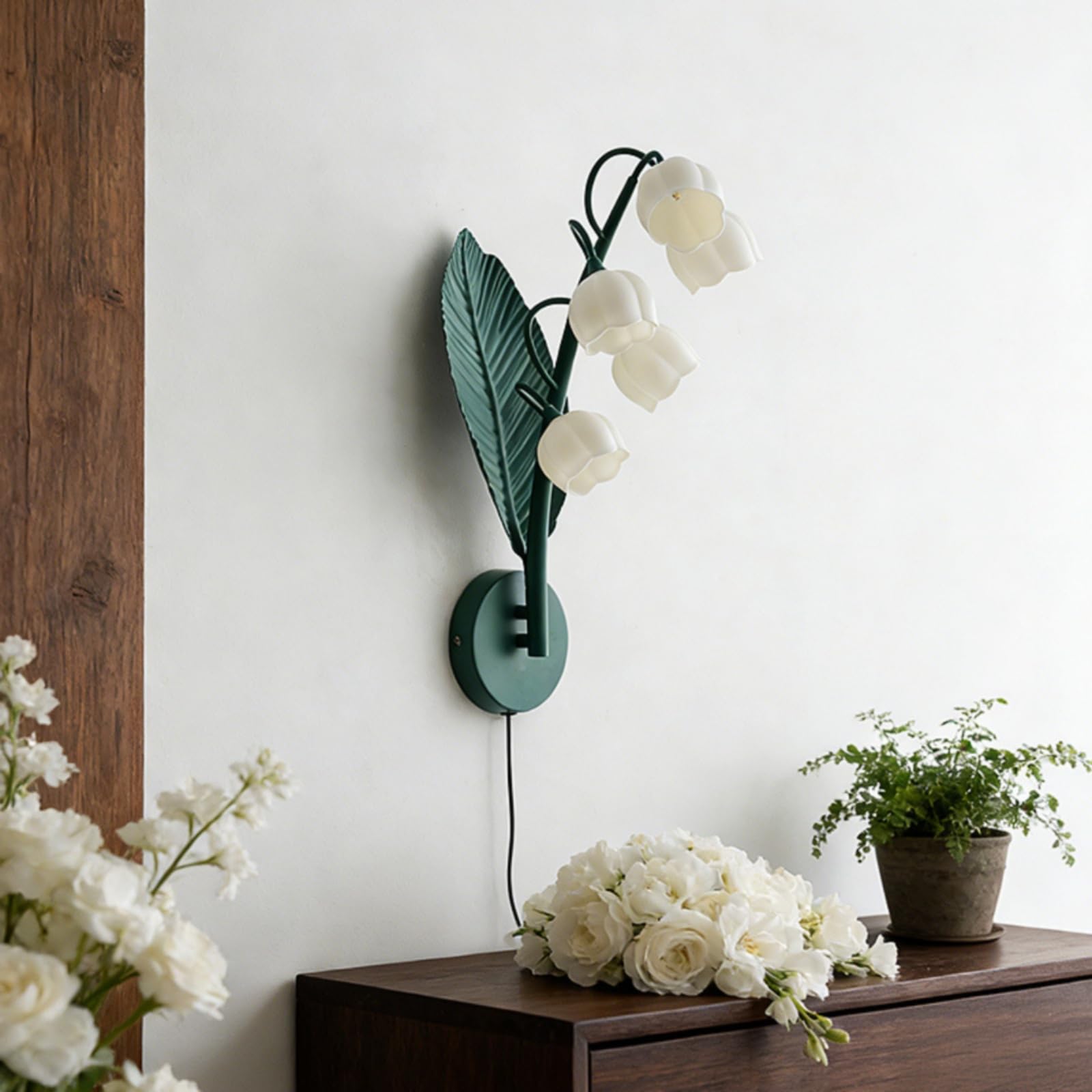 Gralara Aplique de Pared Lámpara de Pared Luz de Pared Lámpara Decorativa Estructura Fijación Mural USB de Fácil Colocación Luz, Transparente, Campanilla De Cristal Transparente