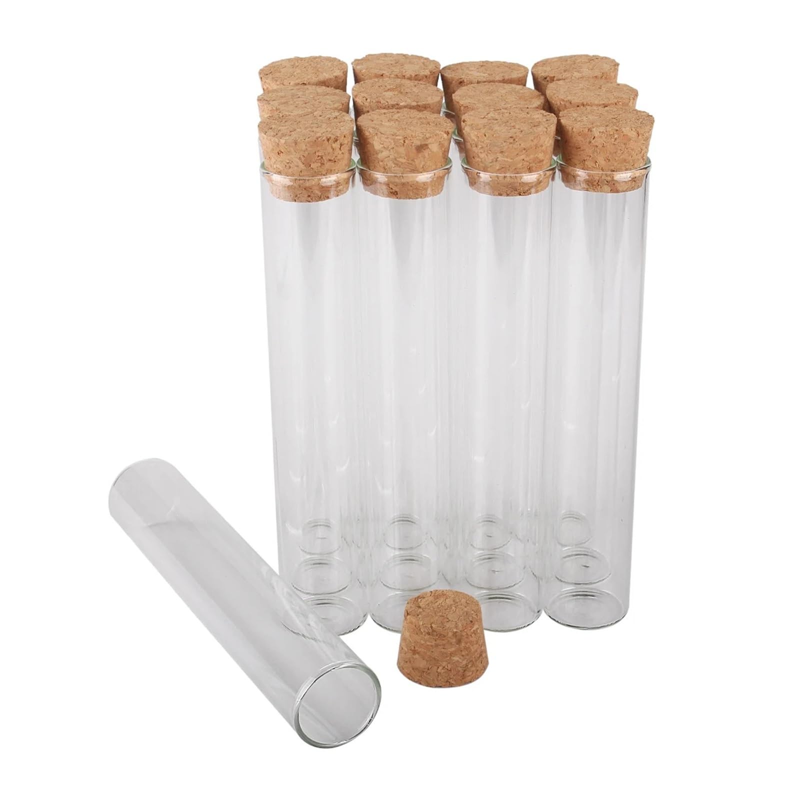 MENGKE 50 Tubos De Ensayo De 22 Mm De Diámetro Con Tapón De Corcho, Botellas De Vidrio, Terrarios, Frascos De Vidrio, Viales, Manualidades For Bodas, Recuerdos.(30ml-22x120mm)