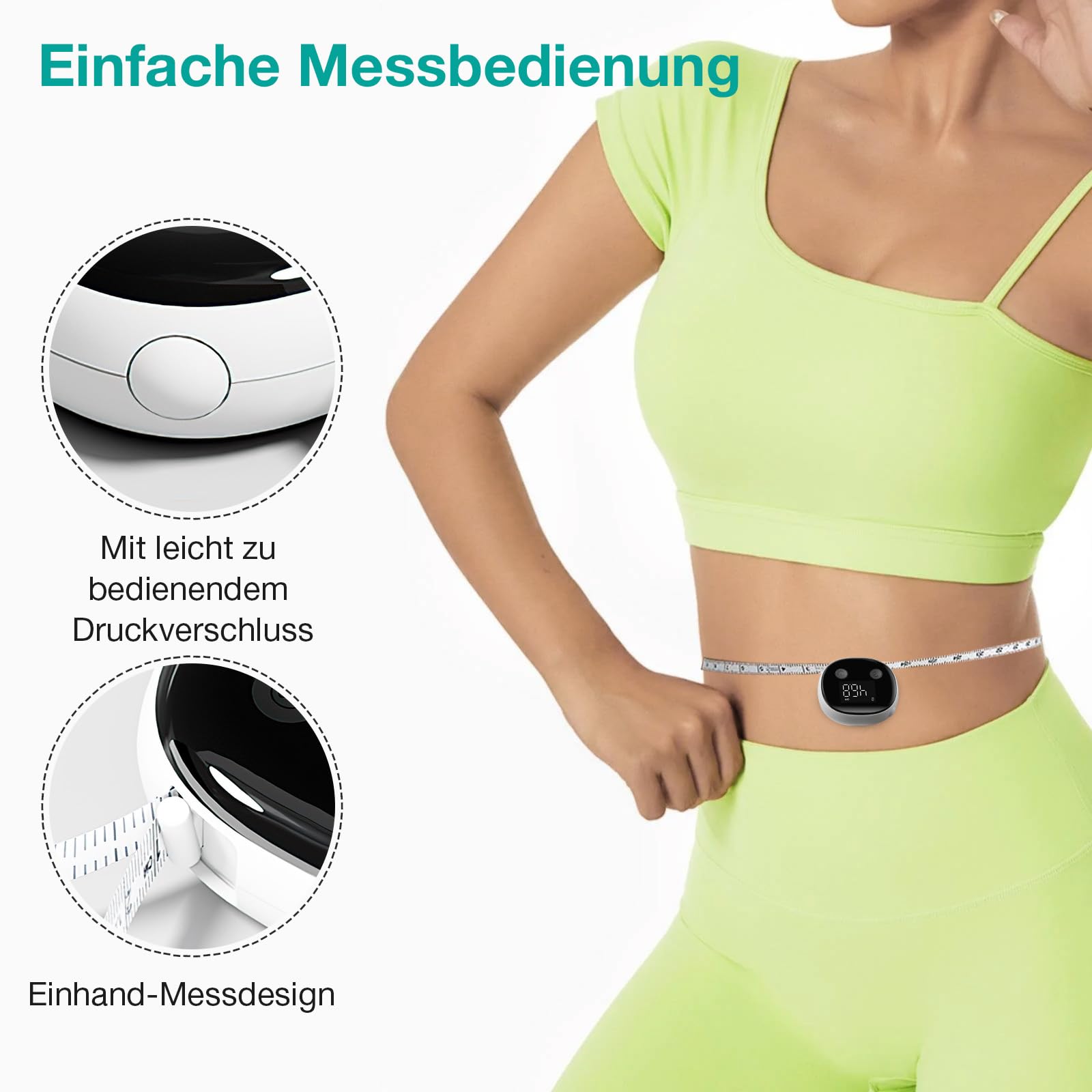 Smartes Körpermaß, Körpermaßband, LED-HD-Vollbild-Überwachung, Körperfett-Werkzeug für Fitness-Formung und Gewichtsverlust, Fitdays App Bluetooth-Maßband