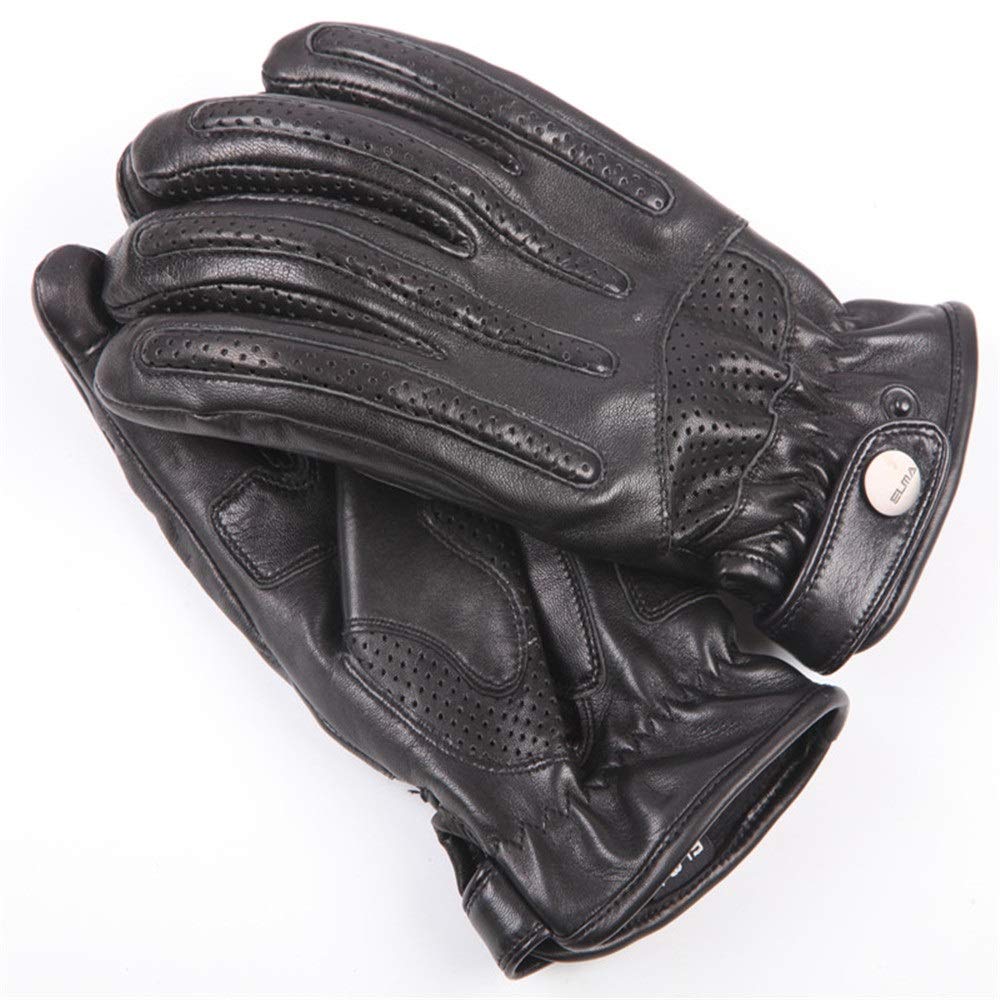Guantes de Cuero Guantes de Cuero for Hombre Guantes Antideslizantes for Motocicleta (Color : BLAC-A, Size : L)