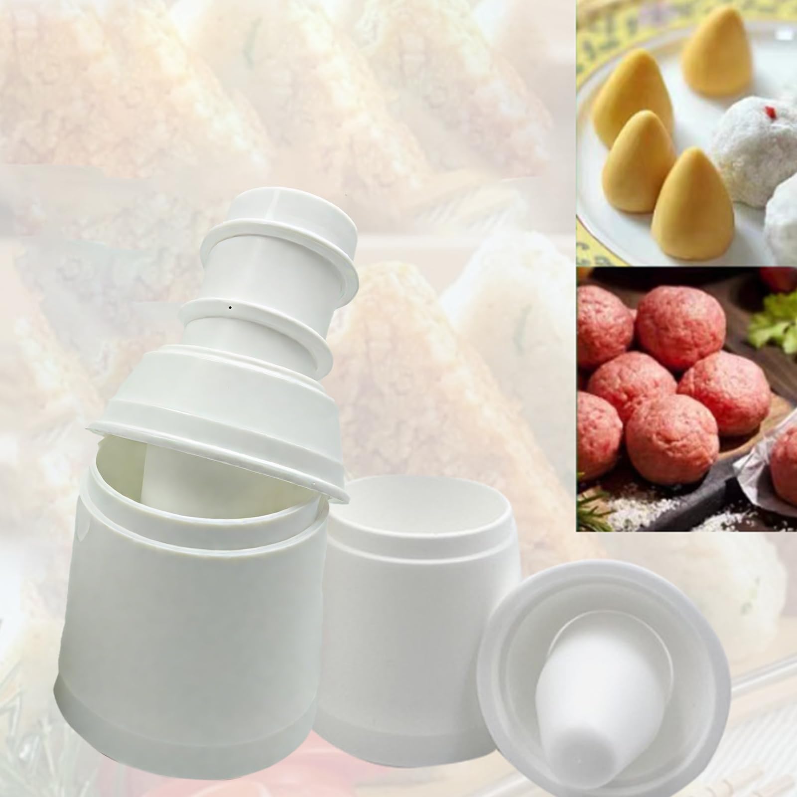 Lot de 2 moules onigiri forme 3 en 1 pour boulettes de riz, poisson et wonton sushi