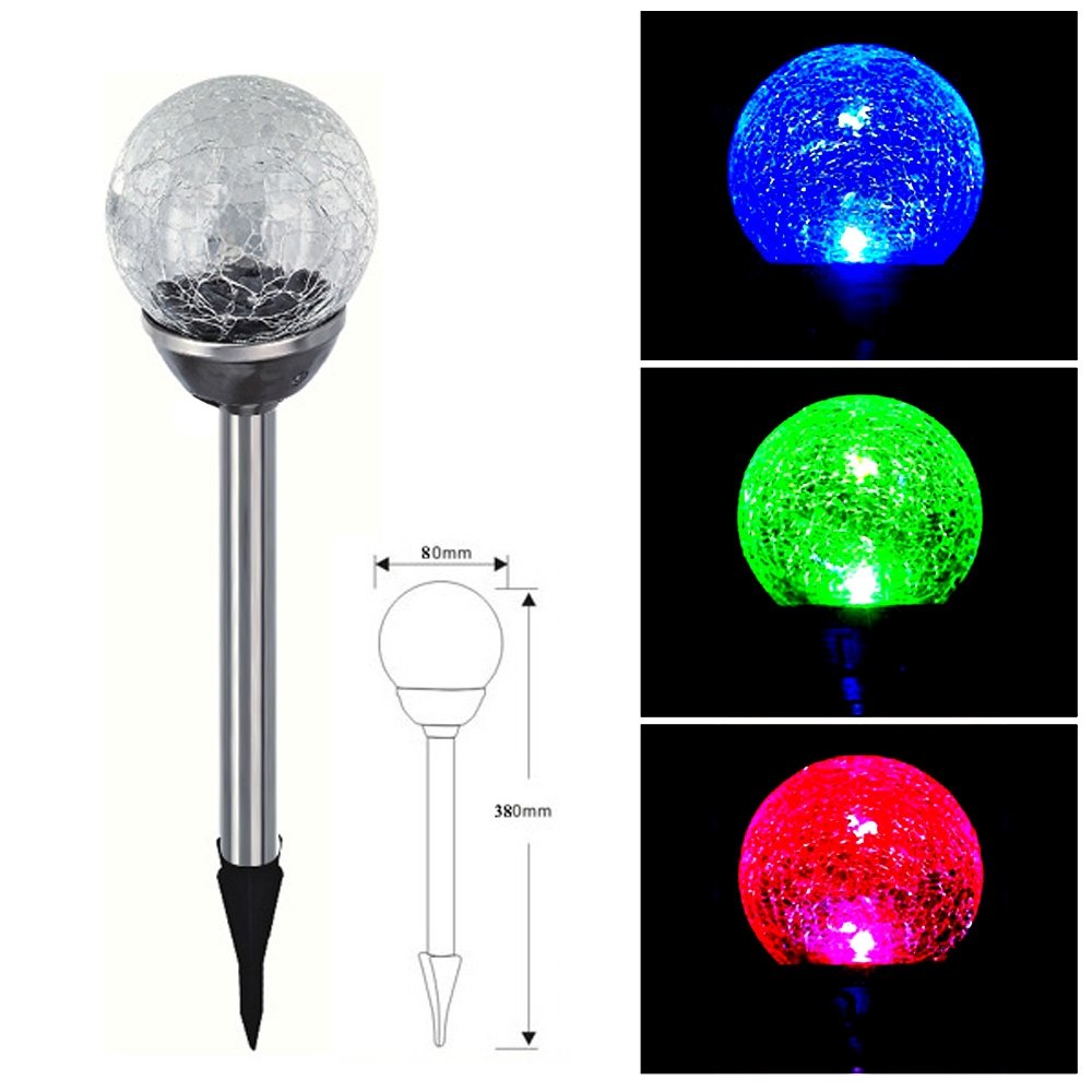 Eaxus Zestaw 10 lamp solarnych LED ze stali nierdzewnej w kształcie kuli ze światłem crackle, lampa solarna, dekoracyjna lampa ogrodowa, zmiana koloru