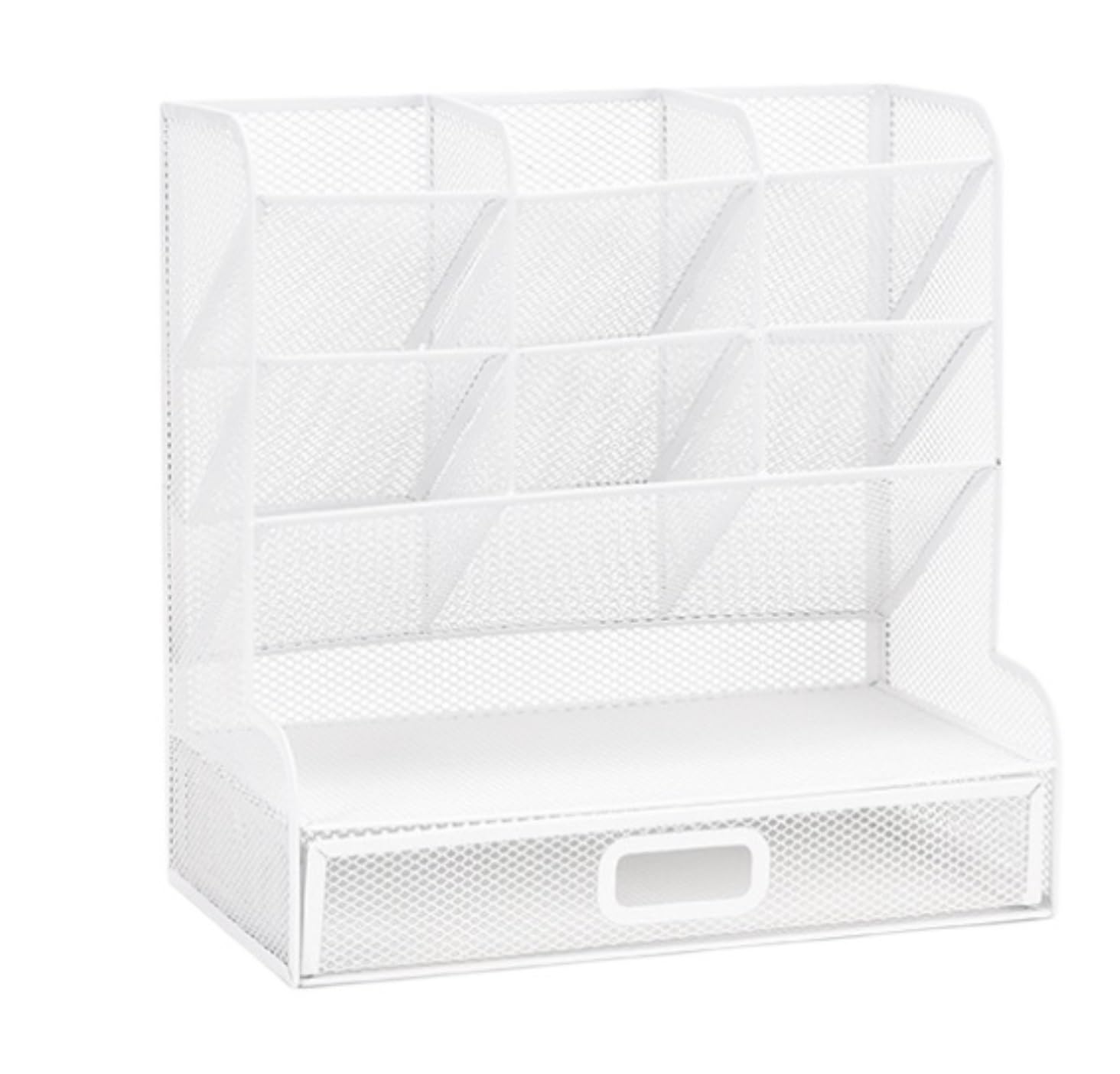 Organizer na biurko z metalowej siatki szufladą | Wielokolorowy 27*27*15 cm Do biura: Siatkowe biurko z szufladą(White)