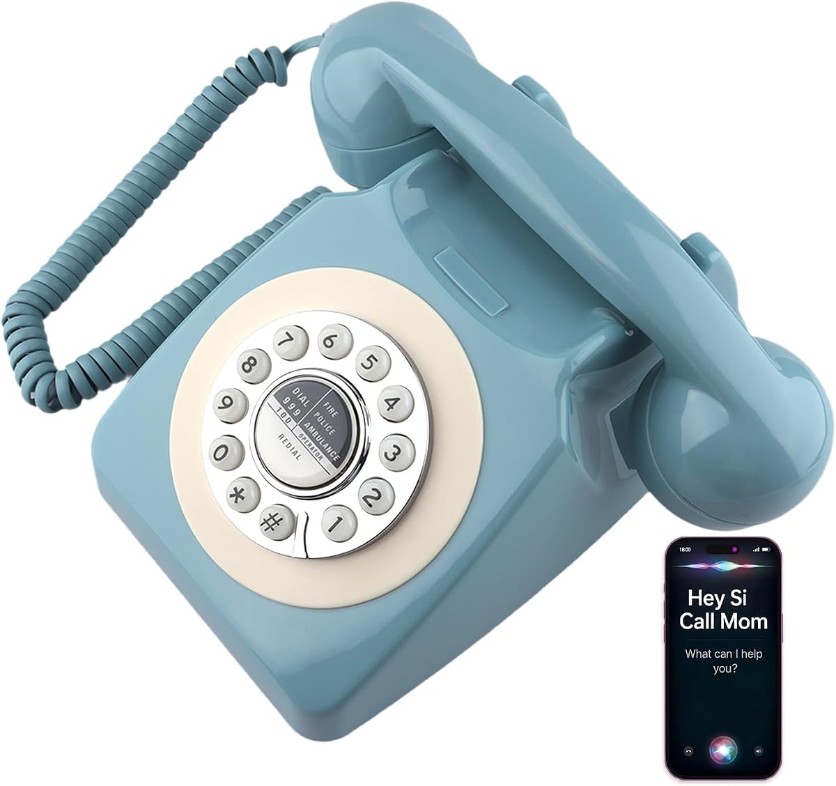 Teléfono fijo retro con cable con conexión Bluetooth, teléfono de escritorio estilo botón retro, sin batería, adecuado para decoración del hogar, oficina, hotel y teléfono antiguo clásico para personas mayores