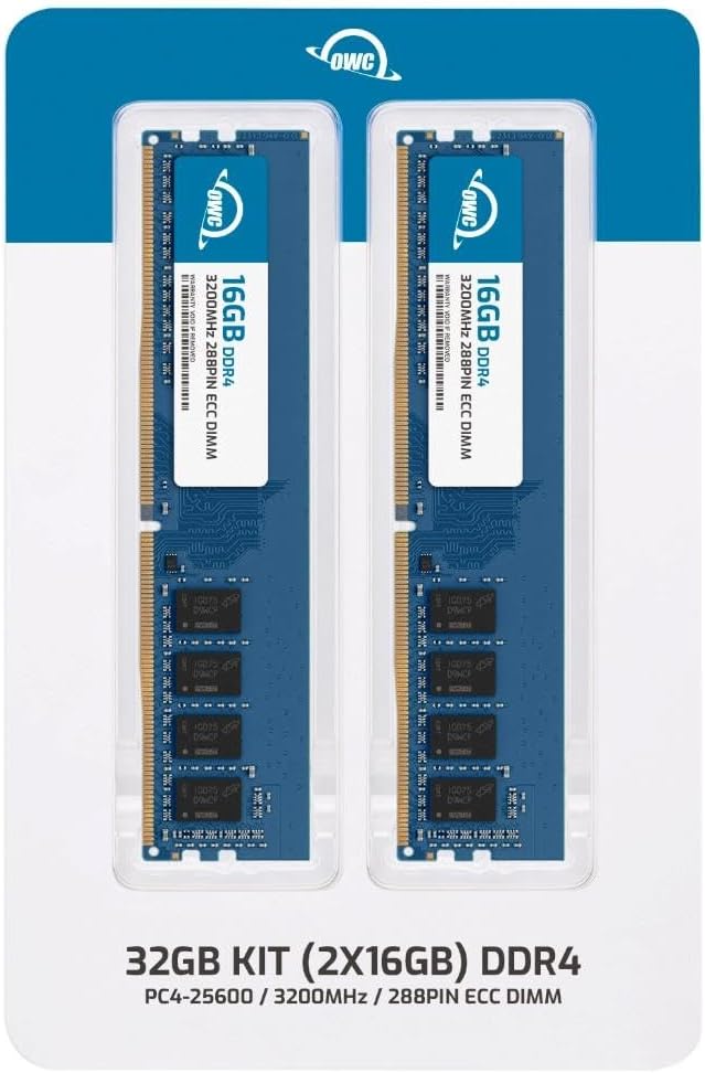 OWC 32GB (2x16GB) DDR4 3200MHz PC4-25600 CL22 1RX8 ECC Unbuffered UDIMM 1.2V 288-pin Workstation Server Memory RAM