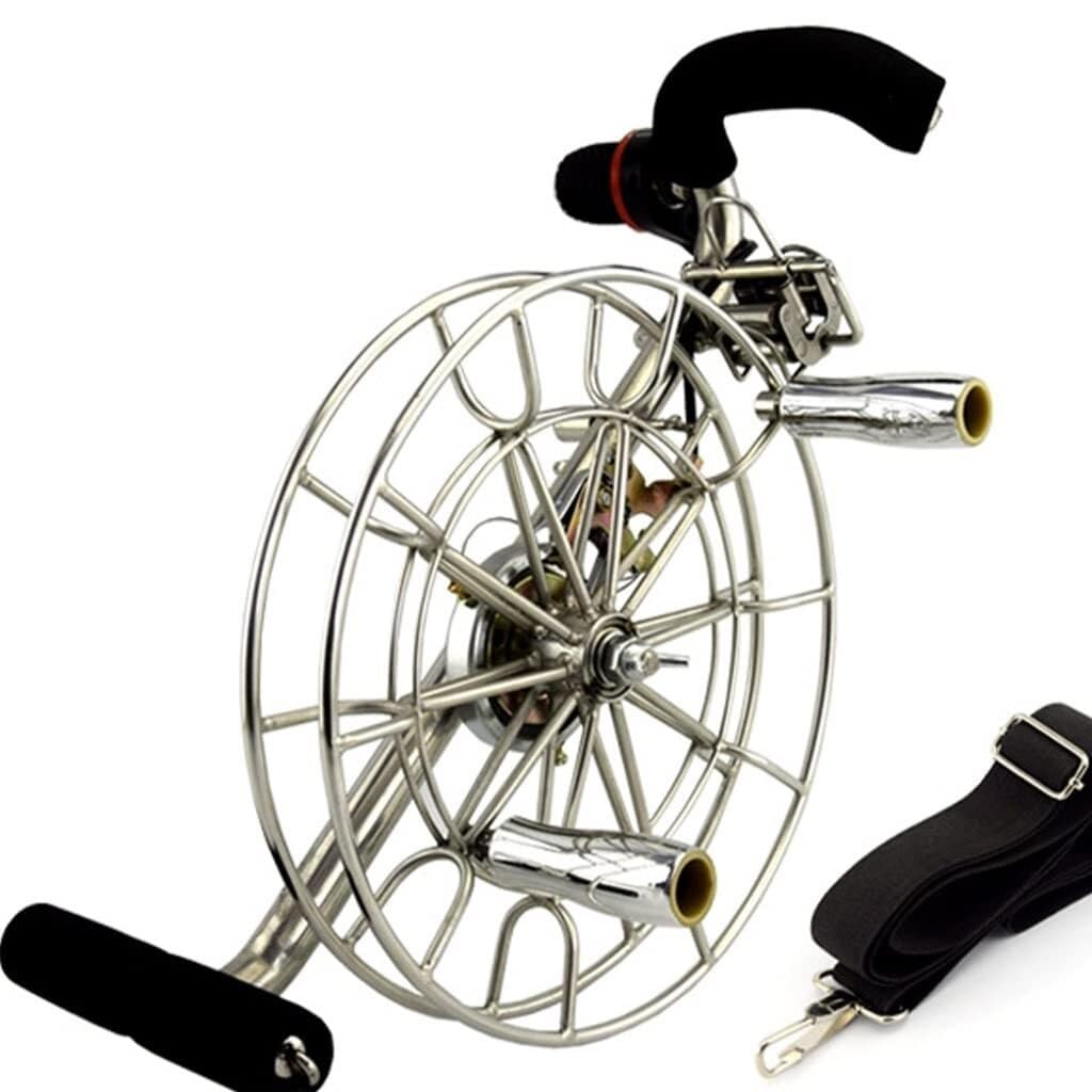 Bobinador de cometa de acero inoxidable plateado 28 cm para adultos