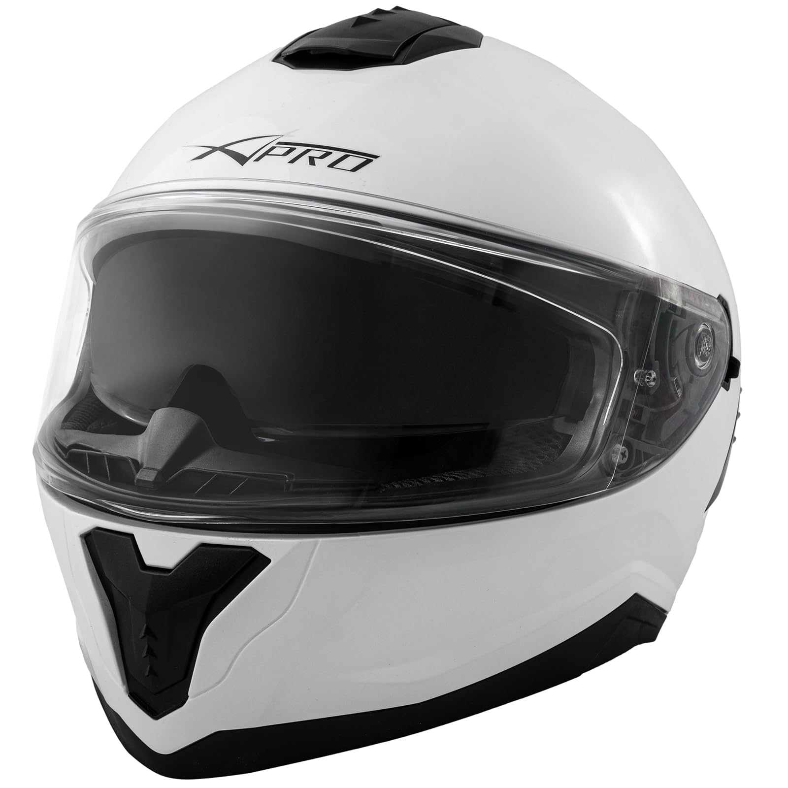 A-Pro Casco Integrale Moto Scooter Touring Visiera Interna Parasole Viaggio Bianco M