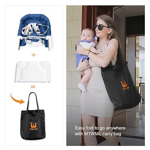 Miniatura 21 de MTWML Silla alta de gancho con bandeja, silla alta portátil para bebé que se fija a la mesa, silla alta de mesa rápida con clip para bebés y niños