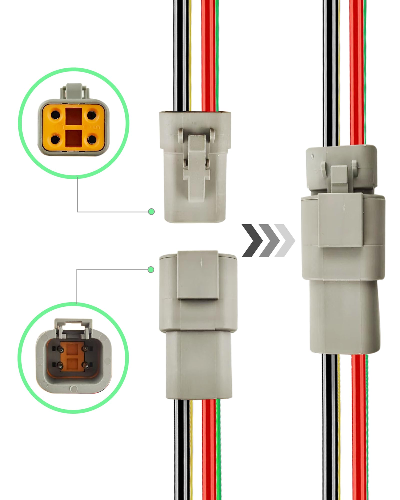 Conector DTP de 4 pines de 10 AWG, conectores eléctricos impermeables de 4 vías, resistentes, cable de calibre 10, macho y hembra, arnés de conexión rápida para coche, camión, barco, LED
