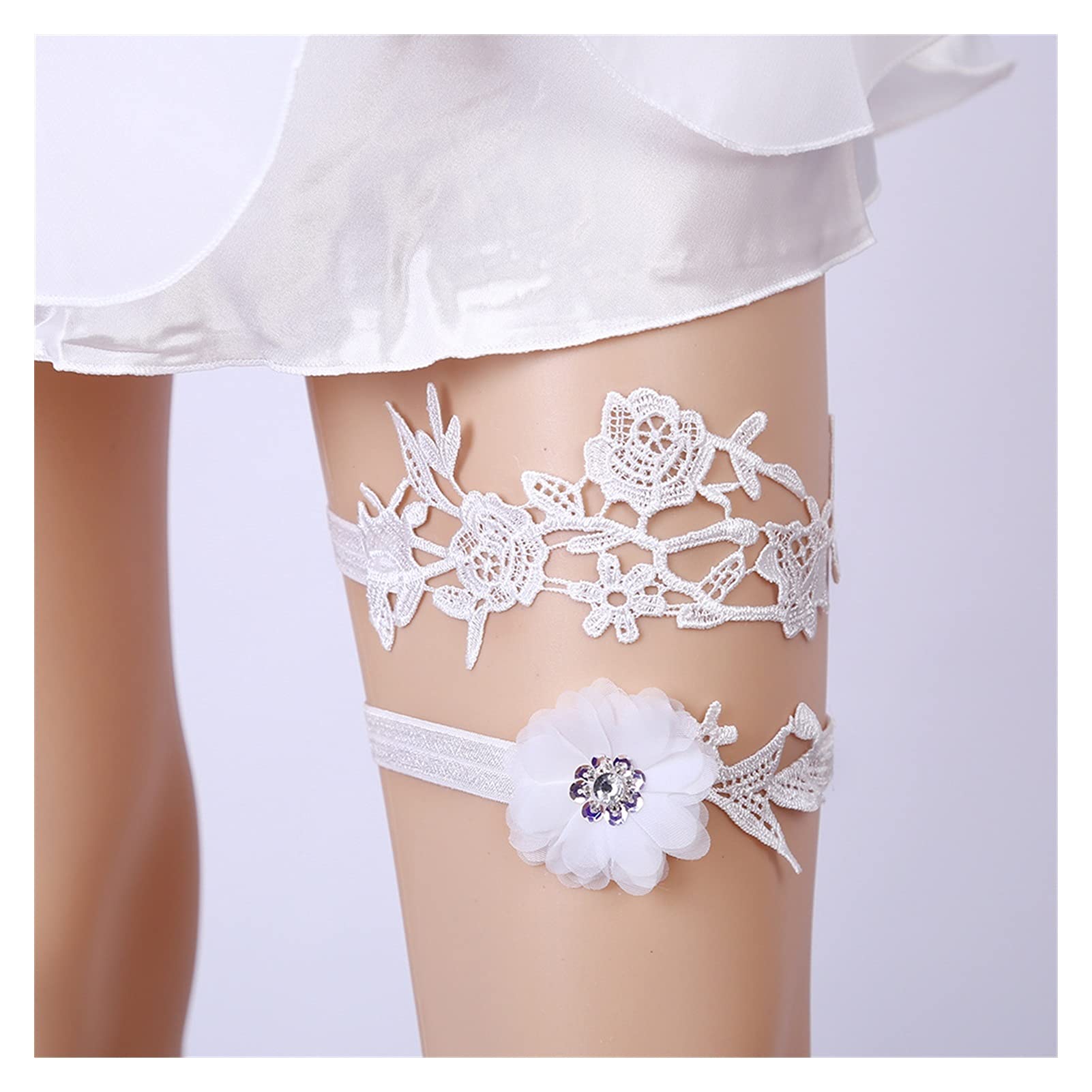 ACiyD Reggicalze da Donna in Pizzo Bianco, Accessori per la Biancheria Intima da Sposa per la Sposa da Regalare