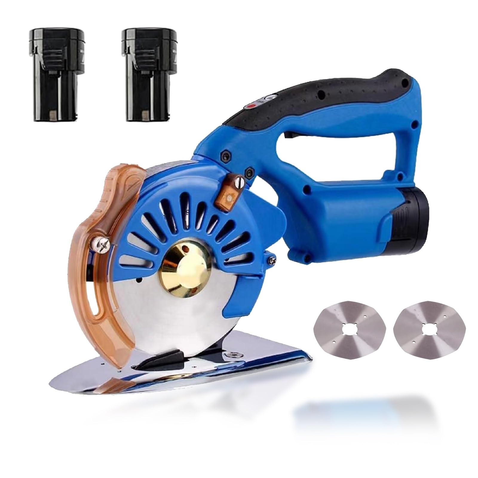 Taglierina per tessuti senza fili, taglierina rotante elettrica a 5 velocità, forbici elettriche con lama da 100/110/125 mm, motore interamente in rame, deflettore di sicurezza sollevabile(100B)
