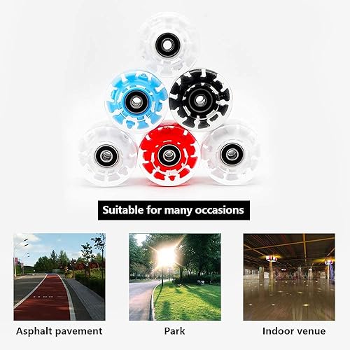 Miniatura 6 de Nezylaf Paquete de 8 ruedas de patinaje iluminado, ruedas LED de dureza 78A con rodamientos ABEC-9 de primera calidad, accesorios iluminadores para