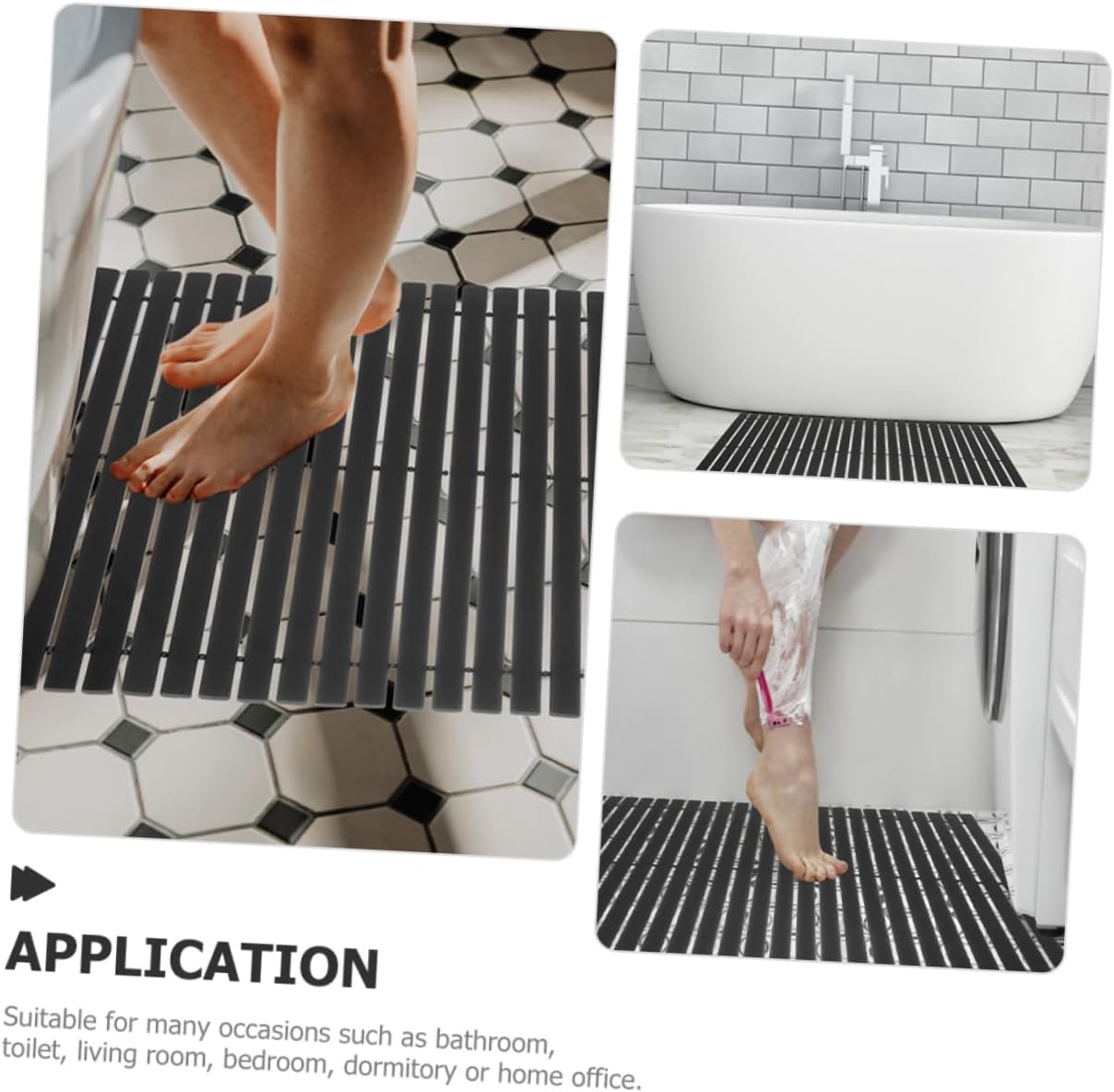 PRETYZOOM Non-Skid Bamboo Floor Mat Machine Washable Elegant Bamboo Bath Mat for Home and Office