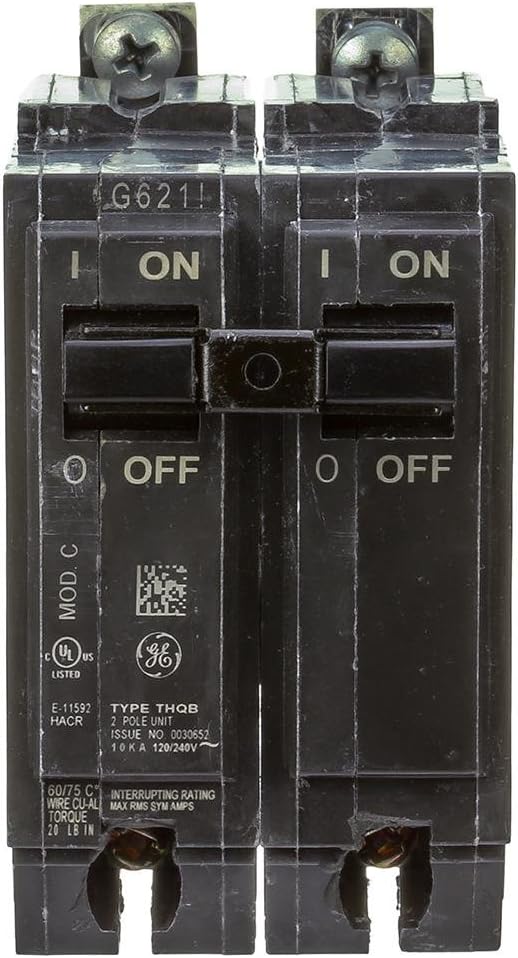 ABB TEY/Q-Line® THQB2130 2-Pole Miniature Circuit Breaker • 30A Double Pole Breaker • 120/240 VAC, 10 kA Interrupt • Thermal Magnetic Trip • Bolt-On Installation • HACR Rated