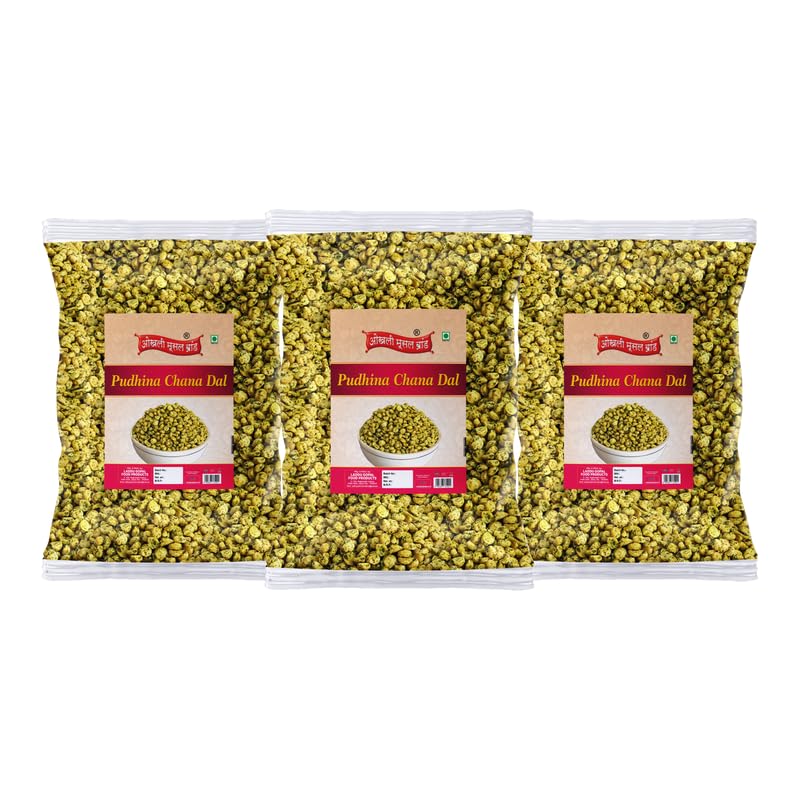 Image of OKHLI MUSAL BRAND All Age Groups Favourite Party Crunchy Munchy Namkeen Snack-Roasted Namkeen Podhina Dhaniya Nimbu Chickpeas Split /Chatpata Roasted Bengal split gram Namkeen Snack-850g*3Pack