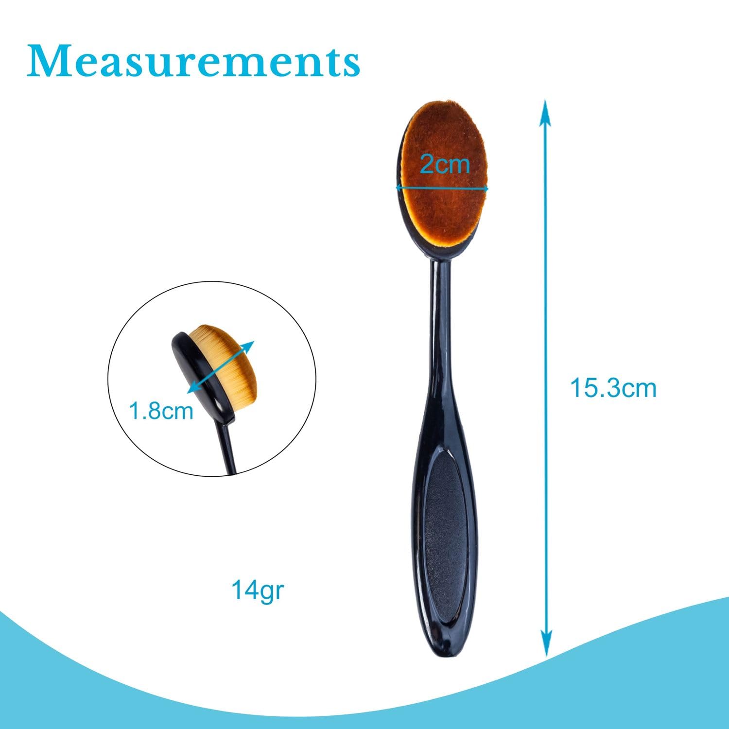 Intirilife Pędzel do makijażu Oval w rozmiarze 4 - Średnica pędzla 2 cm - Pędzel do makijażu Beauty Blender Pędzel do tuszu w kształcie szczoteczki do zębów Pędzel kosmetyczny do Podkład Malowanie