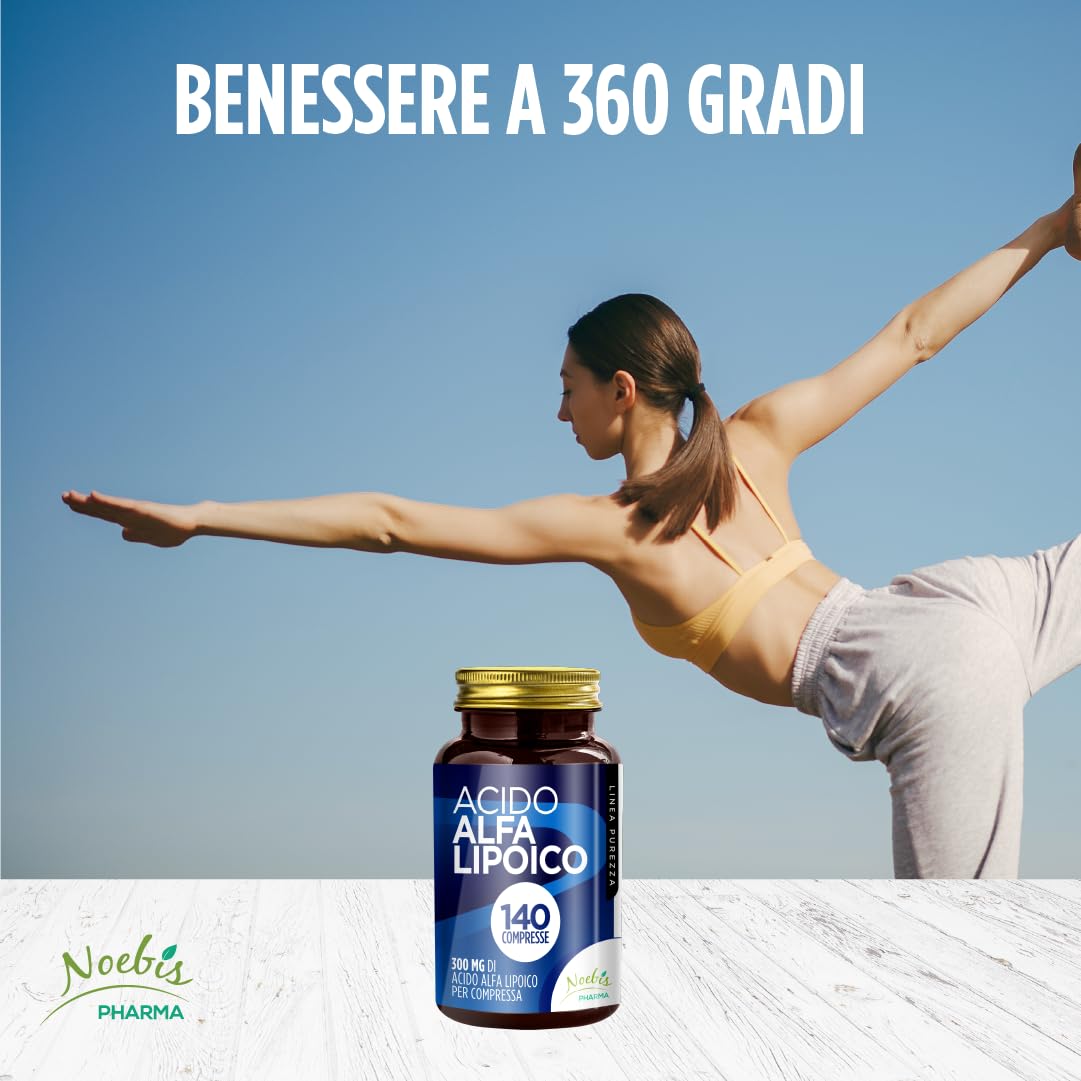 Acido Alfa Lipoico Noebis Pharma - 300 mg per Compressa - 140 Compresse - Supporto Antiossidante e Metabolismo Energetico