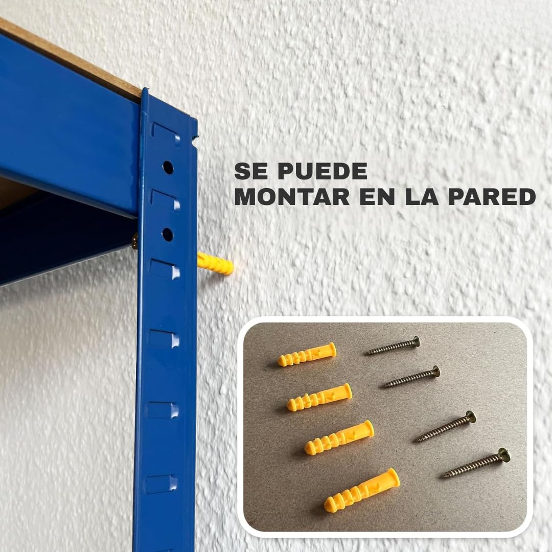 etm Estantería de Carga Pesada, Pack de 2, 200x100x50 cm, Azul | Estantería Modular, almacén o Independiente. Montaje rápido sin Herramientas Gracias al Sistema de Encaje (Lakota, Azul)