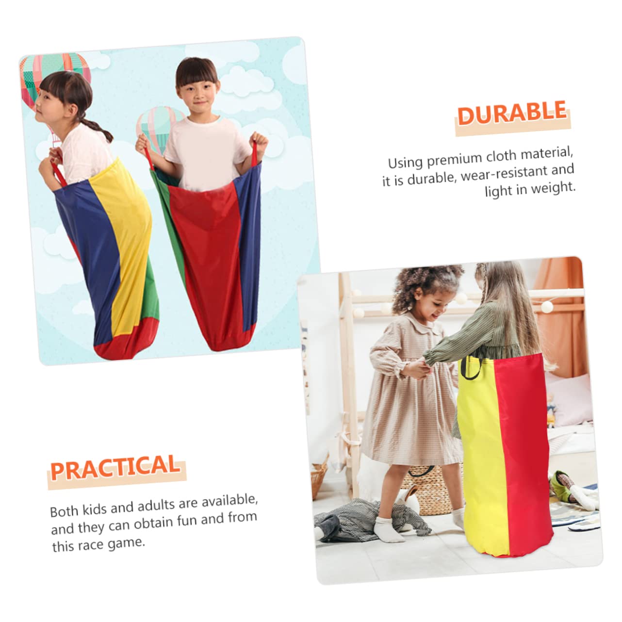 Gogogmee 4Pcs Potato Sack Race Bags for Outdoor Games Jumping Bags for Adults Fun Carnival Activities Balance and Coordination Games