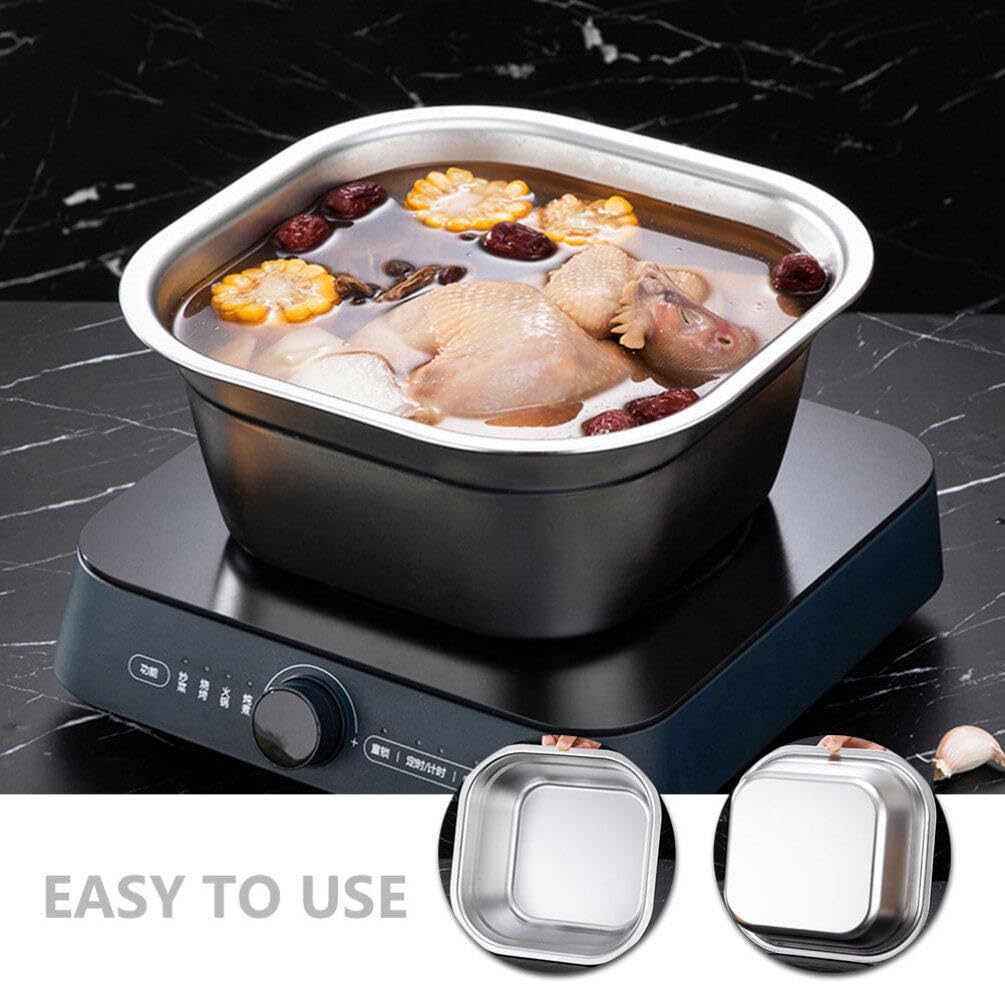 Amosfun Bacinella Quadrata in Acciaio Inossidabile 8.27X8.27X3.74 Pollici Ciotola Multiuso Per Lavare Verdure Frutta E Preparare Impasti Uso Domestico E Buffet