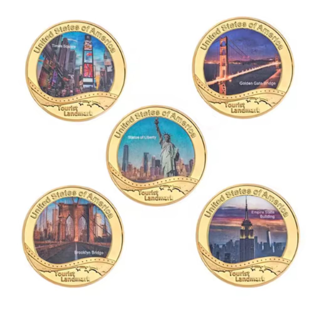 Monedas conmemorativas chapadas en Oro de American Architectures, Juego de Monedas de desafío de monumentos turísticos de EE. UU., Regalo de Recuerdo