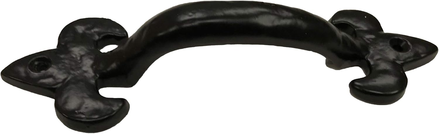 6.75" - Fleur di lis - BB-101 - Cabinet Knob Handle - for Gate, Drawer, Cabinet, Dresser - Black Finish for Interior & Exterior Designing - BB-101 (10)