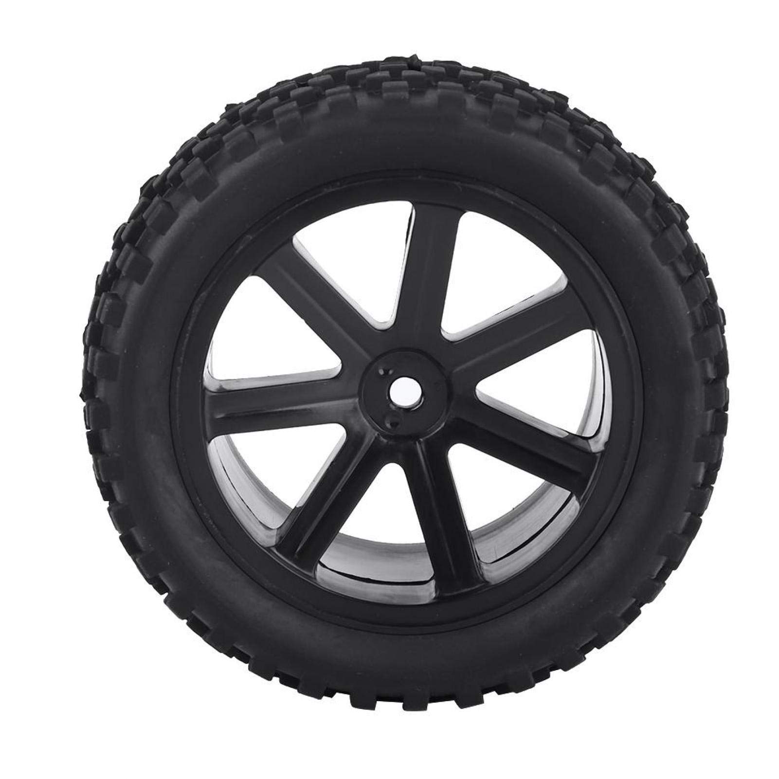4 Pezzi 1/10 RC Truck Pneumatico in Gomma RC Truck Ruote Set Anteriori Posteriori per Auto RC(Nero)