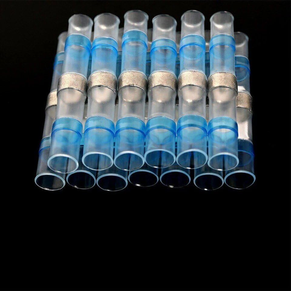 50 Pcs of Blue Solder Seal Sleeve Heat Shrink Butt Wire Connectors Terminals