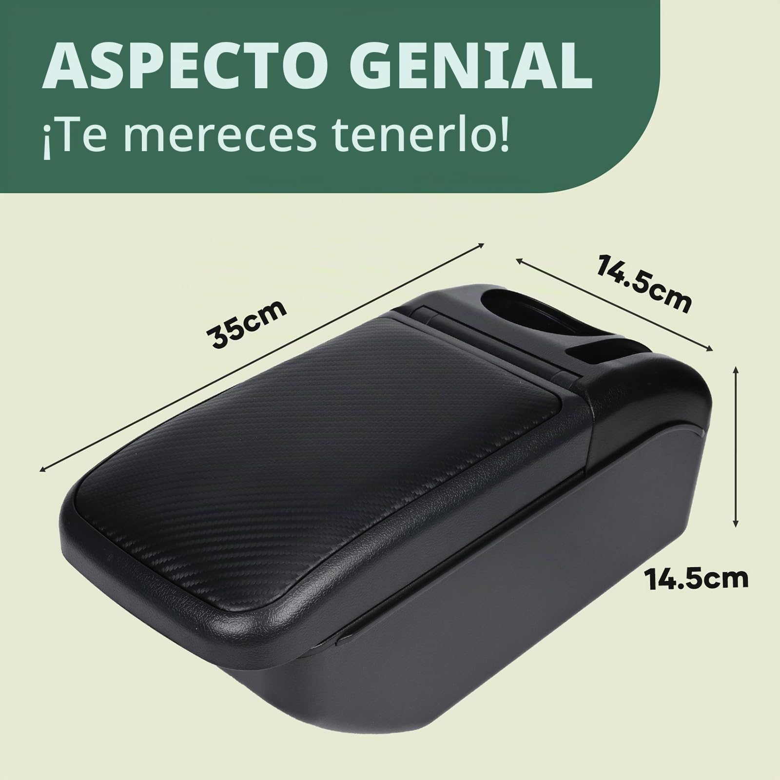 ZENVI Reposabrazos Compatible with Peugeot 208 Apoyabrazos 2019-2026 Centro Consola Organizador Caja Doble Espacio Almacenamiento Utilizable Para Soporte Codo（Estilo Fibra Carbono）