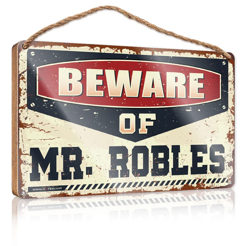 Hangding Wood Sign Beware Of Mr. Robles Wooden Sign Fall Porch Sign Man Cave Furniture(15X28CM)
